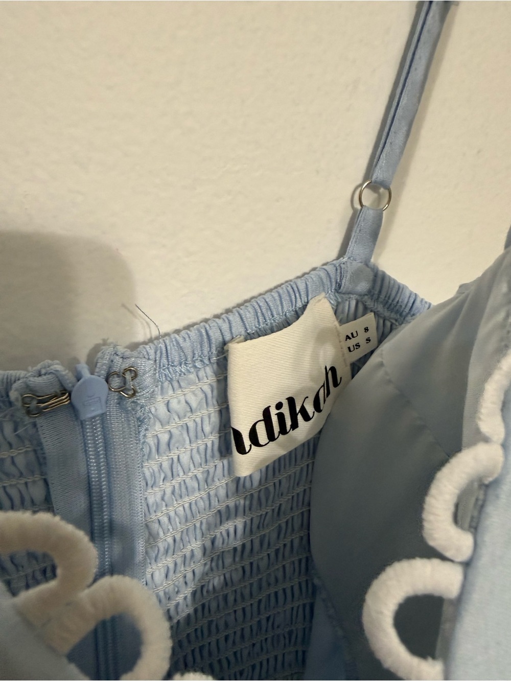 Light Blue Maxi Dress with Lace-Trim Straps - Picture 3 of 5
